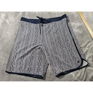 Coolibar Men BoardShorts Swim Trunks Blue Geometric Tribal Pattern 38x9 UPF‎ 50+